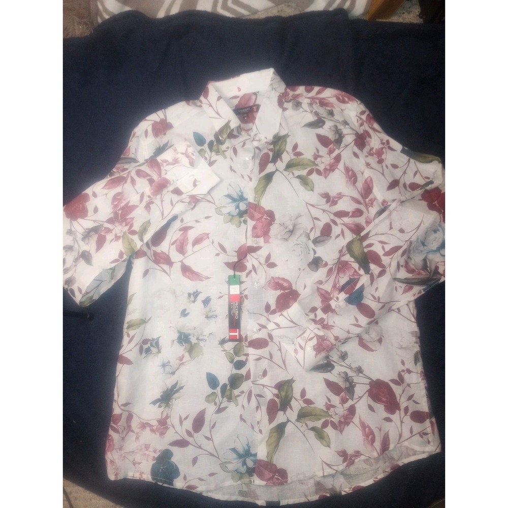 Tarcisio Italy XXL Floral Pink Multi Long Sleeve Shirt 100%‎ Linen NWT $289